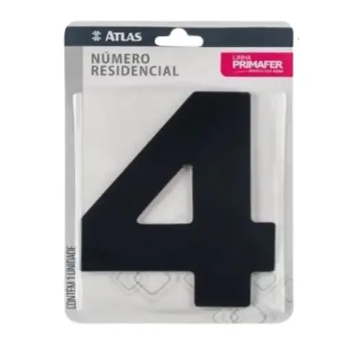 Número Residencial ACM Nº 4  Preto Primafer